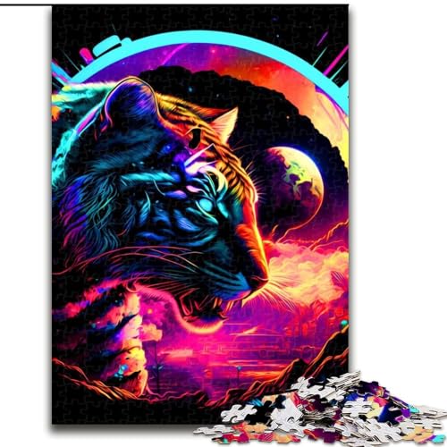 Puzzle 1000 Teile für Erwachsene, buntes Tiger-Puzzle aus Pappe, anspruchsvolles Denkspiel für Teenager, unterhaltsames interaktives Spiel für die ganze Familie, 1000 Teile(26x38cm) von XHAXING