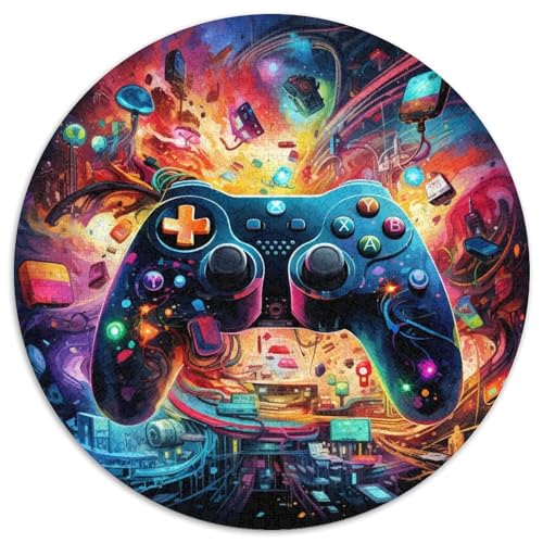 Puzzle 1000 Teile für Erwachsene, farbenfrohe Kunstspiele, runde Papierpuzzles, Kunstwerk-Dekor, Intelligenzspielzeug für Familien-Indoor-Spiele (67,5 x 67,5 cm) von XHAXING