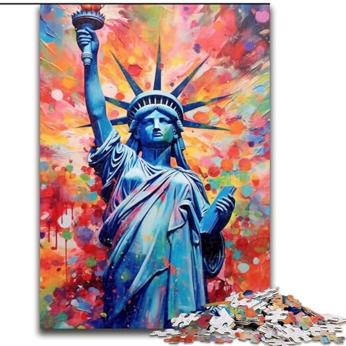 Puzzle 1000 Teile für Erwachsene, farbenfrohes Gemälde der Freiheitsstatue, Puzzle aus Pappe, Geschenk für Männer und Frauen, Alltag und besondere Anlässe, 1000 Teile(26x38cm) von XHAXING