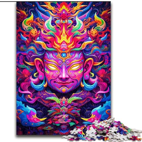 Puzzle 1000 Teile für Erwachsene, farbenfrohes Kunst-Buddha-Puzzle aus Holz, interaktives Familienspiel, Denksportgeschenk, Lernspielzeug, 1000 Teile(50x75cm) von XHAXING