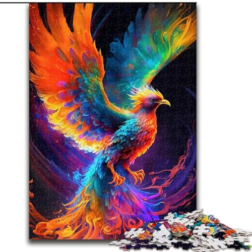 Puzzle 1000 Teile für Erwachsene, farbenfrohes Phoenix-Kunstpuzzle aus Holz, entspannende Unterhaltung, Heimdekoration, 1000 Teile(50x75cm) von XHAXING