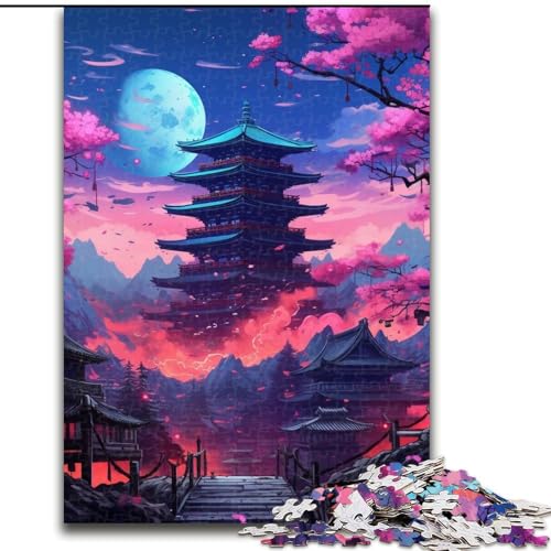 Puzzle 1000 Teile für Erwachsene, japanische Tempel, Puzzle aus Pappe, perfekt für Halloween, Weihnachten, Geburtstagsgeschenk, 1000 Stück(26x38cm) von XHAXING