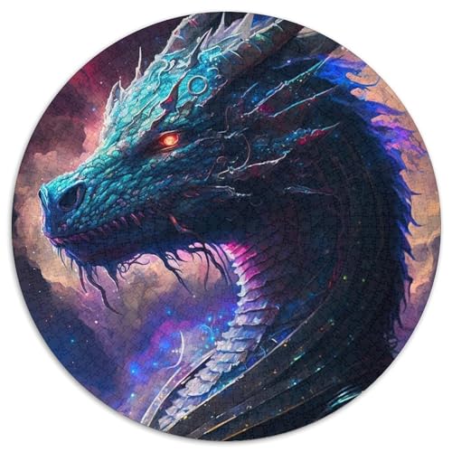Puzzle 1000 Teile für Erwachsene, kosmischer Drache, rund, aus Pappe, Puzzle für Reiseliebhaber und Paare, anspruchsvolles Spielzeug (Größe 67,5 x 67,5 cm) von XHAXING