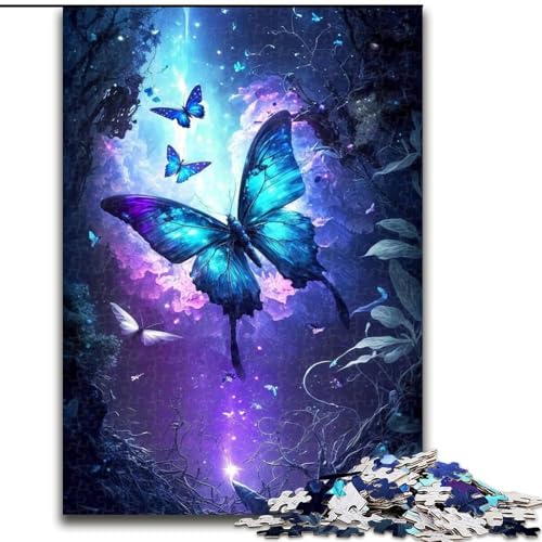 Puzzle 1000 Teile für Erwachsene, kosmisches Galaxie-Schmetterlings-Puzzle aus Pappe, interaktives Familienspiel, Denksportgeschenk, Lernspielzeug, 1000 Teile(26x38cm) von XHAXING