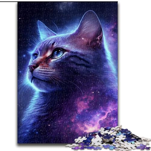 Puzzle 1000 Teile für Erwachsene, kosmisches Katzen-Puzzle mit Nebel, aus Pappe, perfekt für Halloween, Weihnachten, Geburtstagsgeschenk, 1000 Teile(26x38cm) von XHAXING