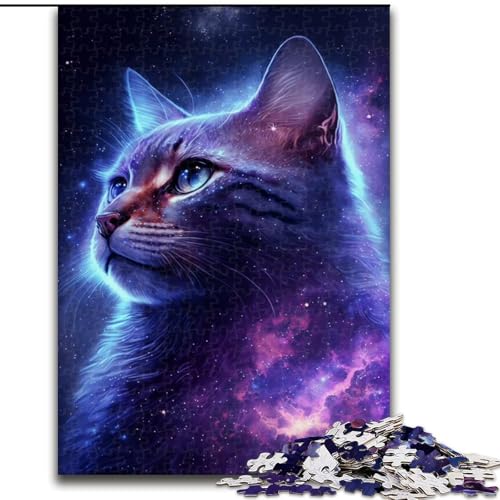 Puzzle 1000 Teile für Erwachsene, kosmisches Nebelkatzen-Puzzle aus Holz, perfekt für Familienspaß, Partyspiele, Geburtstagspartygeschenke, 1000 Teile(50x75cm) von XHAXING