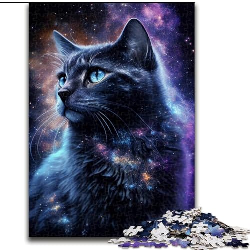 Puzzle 1000 Teile für Erwachsene, kosmisches Nebelkatzen-Puzzle aus Pappe, Weihnachten, Halloween, Ostern, Neujahr, 1000 Teile(26x38cm) von XHAXING