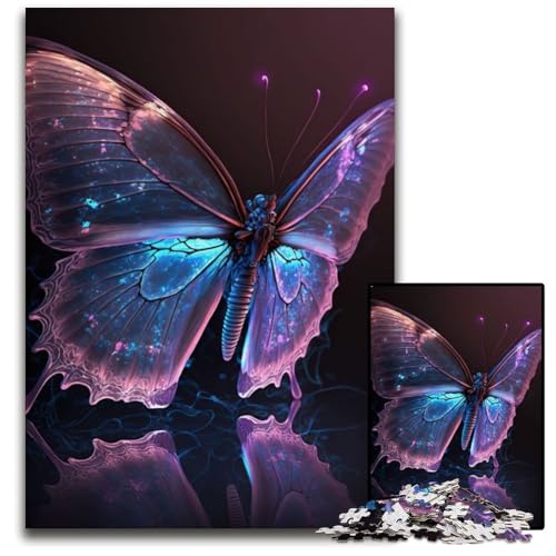 Puzzle 1000 Teile für Erwachsene, rosa-lila Schmetterling, Papp-Puzzle, Familienaktivität, Heimdekoration zum Selbermachen, 26x38cm Puzzle 1000 Teile für Erwachsene, rosa-lila Schmetterling, Papp-Puzzle, Familienaktivität, Heimdekoration zum Selbermachen, 26x38cm von XHAXING