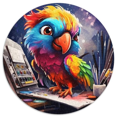 Puzzle 1000 Teile für Erwachsene, rund, Papagei, Papppuzzle für Reiseliebhaber und Paare, anspruchsvolles Spielzeug (Größe 67,5 x 67,5 cm) von XHAXING
