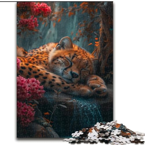 Puzzle 1000 Teile für Erwachsene, schlafender Leopard, aus Pappe, interaktives Familienspiel, Denksportgeschenk, Lernspielzeug, 1000 Teile(26x38cm) von XHAXING