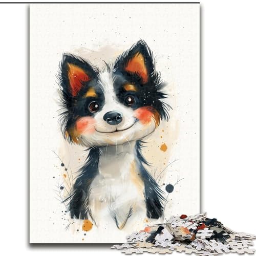 Puzzle 1000 Teile für Erwachsene, süßes Husky-Puzzle aus Holz, Weihnachten, Halloween, Ostern, Neujahr, 1000 Teile(50x75cm) von XHAXING
