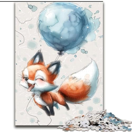 Puzzle 1000 Teile für Erwachsene, wunderschönes Aquarell-Fuchs-Puzzle aus Holz, entspannende Unterhaltung, Heimdekoration, 1000 Teile(50x75cm) von XHAXING