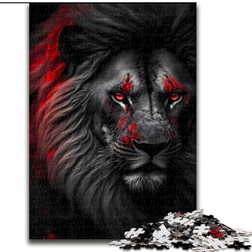 Puzzle 1000 Teile für Erwachsene,Schwarzer Wilder wütender Löwe,Kunst-Puzzle aus Pappe,anspruchsvolles Denkspiel für Teenager,unterhaltsames interaktives Spiel für die ganze Familie,1000 Teile von XHAXING
