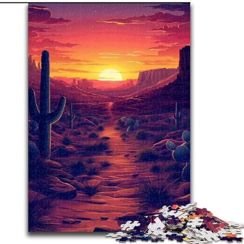 Puzzle 1000 Teile für Erwachsene,Sonnenuntergang in der Wüste,Puzzle aus Pappe,interaktives Familienspiel,Heimdekoration zum Selbermachen,anspruchsvolles Denkspiel als Geschenk,1000 Teile(26x38cm) von XHAXING