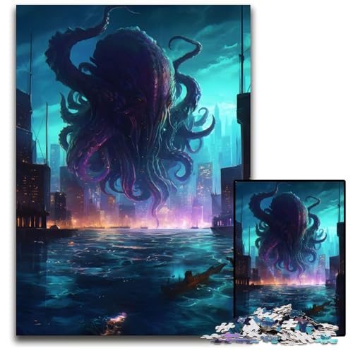 Puzzle 1000 Teile für Erwachsene „Kraken Rising“, unmögliches Puzzle für Erwachsene, Geburtstagsgeschenkidee, anspruchsvolles Denkspiel, 50x75cm Puzzle 1000 Teile für Erwachsene „Kraken Rising“, unmögliches Puzzle für Erwachsene, Geburtstagsgeschenkidee, anspruchsvolles Denkspiel, 50x75cm von XHAXING