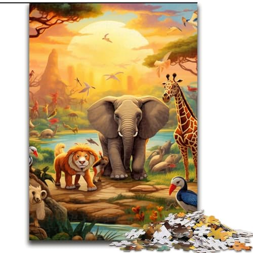 Puzzle 1000 Teile für Erwachsene Afrikanische Tiere Puzzles aus Holz, anspruchsvolles DIY-Denkspiel, interaktives Familienspiel 1000 Stück(50x75cm) von XHAXING