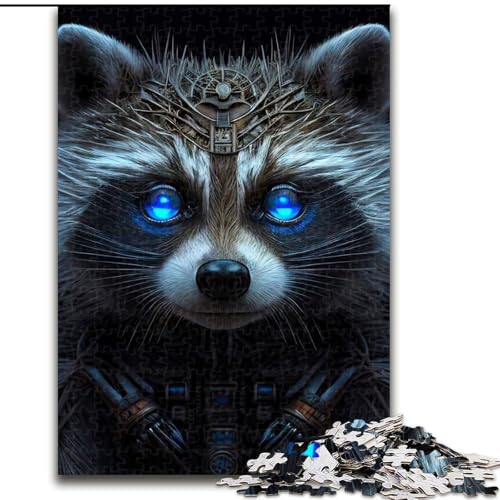 Puzzle 1000 Teile für Erwachsene Cyborg Racoon Puzzles aus Pappe, anspruchsvolles DIY-Denkspiel, interaktives Familienspiel 1000 Teile(26x38cm) von XHAXING