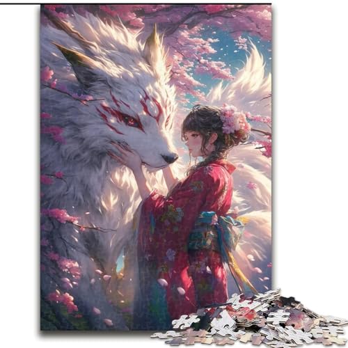 Puzzle 1000 Teile für Erwachsene Der Fuchs und das Mädchen aus Pappe, geeignet für Geburtstage, Halloween, Thanksgiving, Ostern, 1000 Teile(26x38cm) von XHAXING