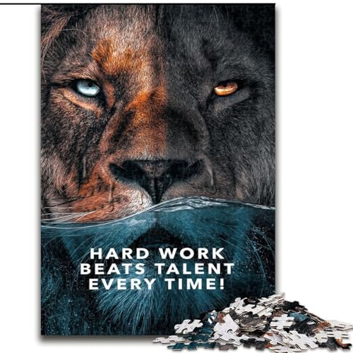 Puzzle 1000 Teile für Erwachsene Harte Arbeit schlägt Talent, Puzzle aus Holz, anspruchsvolles Denkspiel für Teenager, perfekt als Heimdekoration oder Geschenk, 1000 Stück(50x75cm) von XHAXING