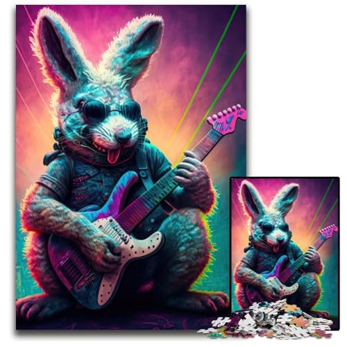 Puzzle 1000 Teile für Erwachsene Kaninchen Gitarre Tier Holzpuzzle Familienaktivität, DIY Heimdekoration, 50x75CM/19.68x29.52inch Puzzle 1000 Teile für Erwachsene Kaninchen Gitarre Tier Holzpuzzle Familienaktivität, DIY Heimdekoration, 50x75CM/19.68x29.52inch von XHAXING