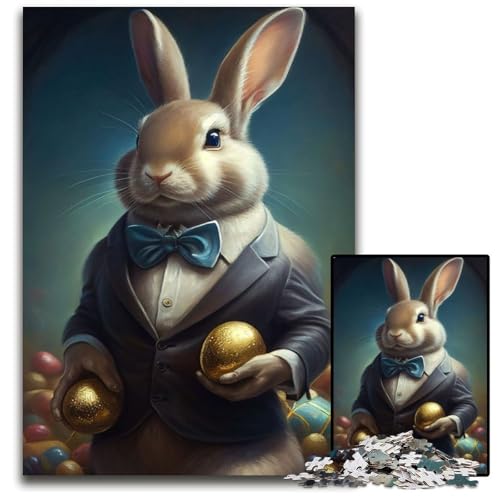 Puzzle 1000 Teile für Erwachsene Kaninchenanzug Tier Holzpuzzle Familienaktivität, DIY Heimdekoration, 50x75CM/1968x2952inch von XHAXING