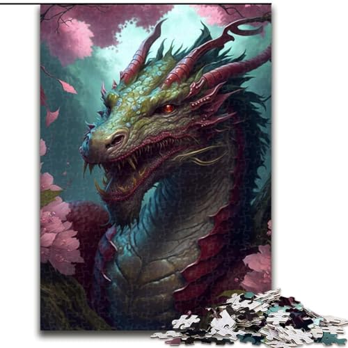 Puzzle 1000 Teile für Erwachsene Kirschblütenbaum-Drachen-Puzzles aus Pappe, anspruchsvolles DIY-Denkspiel, interaktives Familienspiel 1000 Teile(26x38cm) von XHAXING