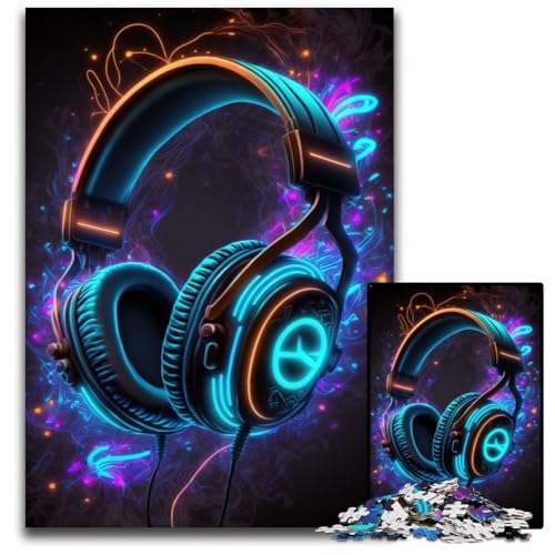 Puzzle 1000 Teile für Erwachsene Live-Musik Neon Holzpuzzle Teenager, Paare und Freunde zum Geburtstag, Weihnachten 50x75CM/1968x2952inch von XHAXING
