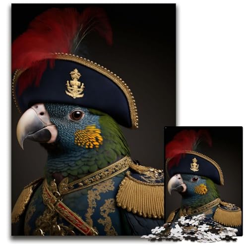 Puzzle 1000 Teile für Erwachsene Papagei in Militäruniform Unmögliches Puzzle für Erwachsene Geburtstagsgeschenkidee, anspruchsvolles Denkspiel 50x75CM/1968x2952inch Puzzle 1000 Teile für Erwachsene Papagei in Militäruniform Unmögliches Puzzle für Erwachsene Geburtstagsgeschenkidee, anspruchsvolles Denkspiel 50x75CM/1968x2952inch von XHAXING