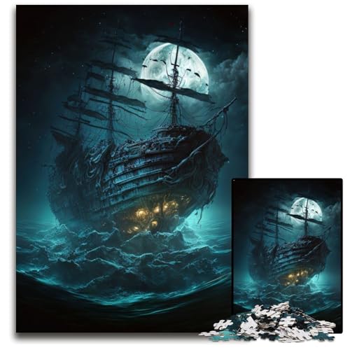 Puzzle 1000 Teile für Erwachsene Piratenschiff Holzpuzzle Muttertag, Geburtstag, Weihnachten 50x75CM/19.68x29.52inch Puzzle 1000 Teile für Erwachsene Piratenschiff Holzpuzzle Muttertag, Geburtstag, Weihnachten 50x75CM/19.68x29.52inch von XHAXING
