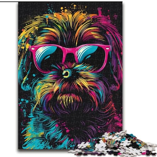 Puzzle 1000 Teile für Erwachsene Shih Tzu Neon-Puzzles aus Holz, für Teenager und Familienspaß – DIY-Denkspiel-Geschenk 1000 Teile(50x75cm) von XHAXING