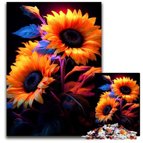 Puzzle 1000 Teile für Erwachsene Sonnenblumen Unmögliches Puzzle für Erwachsene Geburtstagsgeschenkidee, Herausforderndes Denkspiel 50x75CM/19.68x29.52inch von XHAXING