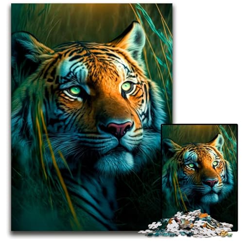 Puzzle 1000 Teile für Erwachsene Tiger Holzpuzzle Familienaktivität, DIY-Heimdekoration, 50x75CM/19.68x29.52inch von XHAXING