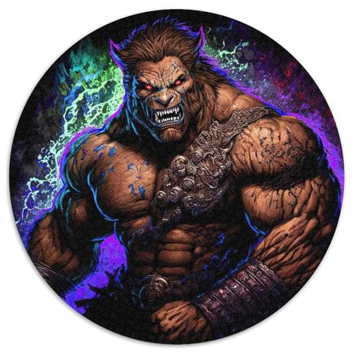 Puzzle 1000 Teile für Erwachsene Werwolf-Krieger Runde Papierpuzzles Denkspiel, Interaktives Familienspiel, Geeignet für Kinder ab 14 Jahren (67,5 x 67,5 cm) von XHAXING