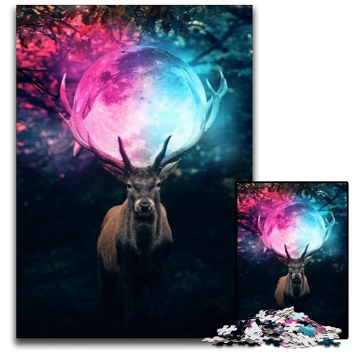 Puzzle für 1000 Teile, Goldene Hörner, Hirsch, Puzzle für Erwachsene, Familienspaß, Gehirntraining, Teenager, 26x38cm Puzzle für 1000 Teile, Goldene Hörner, Hirsch, Puzzle für Erwachsene, Familienspaß, Gehirntraining, Teenager, 26x38cm von XHAXING