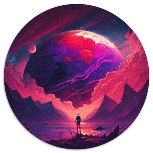 Puzzle für 1000 Teile, Neon-Alien-Landschaft, rund, Papierpuzzle, anspruchsvolles Denkspiel für Teenager, perfekt als Heimdekoration oder Geschenk (67,5 x 67,5 cm) von XHAXING