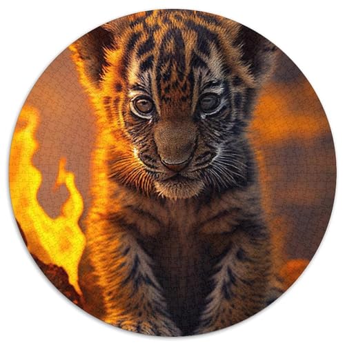 Puzzle für 1000 Teile, runde Puzzles mit kleinen Feuertigern, anspruchsvolles Denkspiel für Teenager, Spaß für den Spieleabend mit der Familie (Größe 67,5 x 67,5 cm) von XHAXING