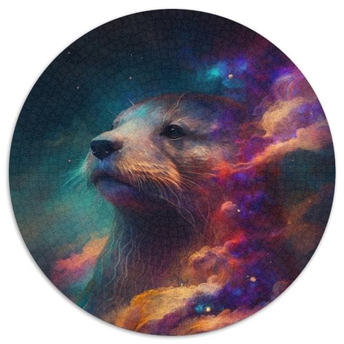 Puzzle für 1000 Teile „Otter-Nebel“, rund, anspruchsvolles Denkspiel für Teenager, Spaß für den Spieleabend mit der Familie (Größe 67,5 x 67,5 cm) von XHAXING