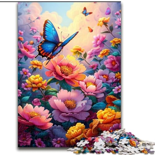 Puzzle für Erwachsene, 1000 Blumen- und Schmetterlingspuzzle, aus Pappe, Weihnachten, Halloween, Ostern, Neujahr, 1000 Teile(26x38cm) von XHAXING
