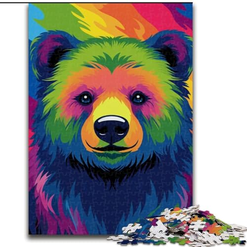 Puzzle für Erwachsene, 1000 Bunte Braunbären, Puzzle aus Holz, Spielzeug, Geschenk, pädagogisches, intellektuelles, entspannendes Familienspiel, 1000 Teile(50x75cm) von XHAXING