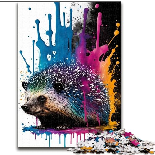 Puzzle für Erwachsene, 1000 Bunte Igel-Puzzles aus Pappe, Weihnachten, Halloween, Ostern, Neujahr, 1000 Teile(26x38cm) von XHAXING