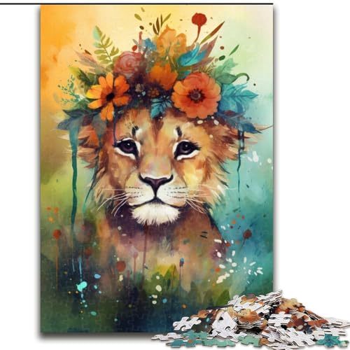 Puzzle für Erwachsene, 1000 Bunte Löwenbaby-Puzzles aus Holz, Eltern, Partner, Freunde – ab 14 Jahren, 1000 Teile(50x75cm) von XHAXING