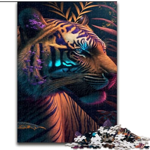 Puzzle für Erwachsene, 1000 Bunte abstrakte Tiger-Puzzles aus Holz, anspruchsvolles Denkspiel für Teenager, unterhaltsames interaktives Spiel für die ganze Familie, 1000 Teile(50x75cm) von XHAXING