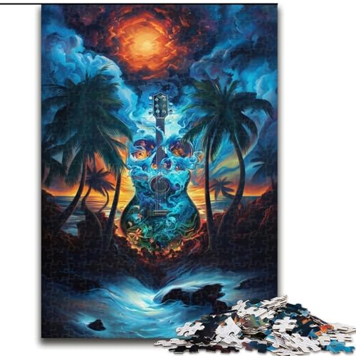 Puzzle für Erwachsene, 1000 Farben, Gitarren-Puzzle aus Pappe, für Teenager und Familienspaß, 1000 Teile(26x38cm) von XHAXING