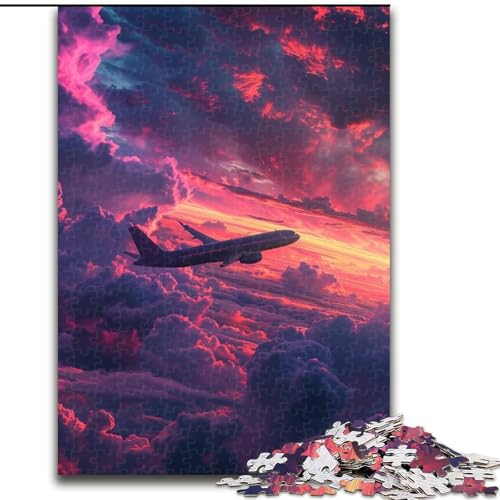 Puzzle für Erwachsene, 1000 Flugzeuge in Neonwolken, Puzzles aus Holz, Eltern, Partner, Freunde – ab 14 Jahren, 1000 Teile(50x75cm) von XHAXING
