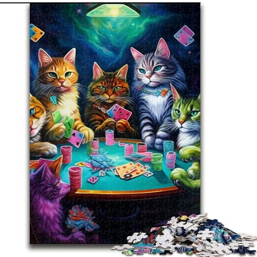 Puzzle für Erwachsene, 1000 Katzen, Spielen Poker, Puzzle aus Holz, anspruchsvolles Denkspiel für Teenager, unterhaltsames interaktives Familienspiel, 1000 Teile(50x75cm) von XHAXING