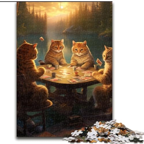 Puzzle für Erwachsene, 1000 Katzen, Spielen Poker, Puzzle aus Holz, anspruchsvolles Denkspiel für Teenager, unterhaltsames interaktives Familienspiel, 1000 Teile(50x75cm) von XHAXING