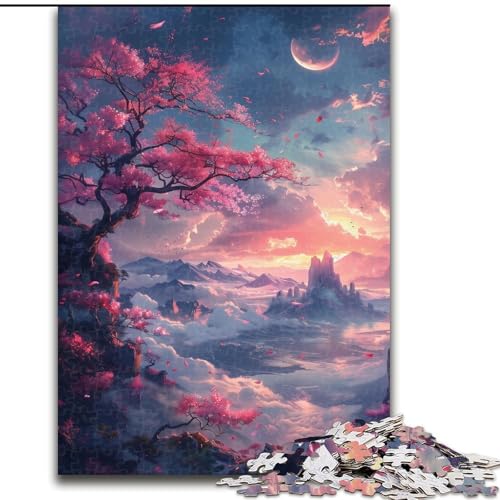 Puzzle für Erwachsene, 1000 Kirschblüten auf der Klippe, Puzzle aus Pappe, Weihnachten, Halloween, Ostern, Neujahr, 1000 Teile(26x38cm) von XHAXING