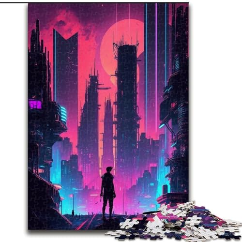 Puzzle für Erwachsene, 1000 Neon-Stadt-Puzzle, aus Pappe, Weihnachten, Halloween, Ostern, Neujahr, 1000 Teile(26x38cm) von XHAXING