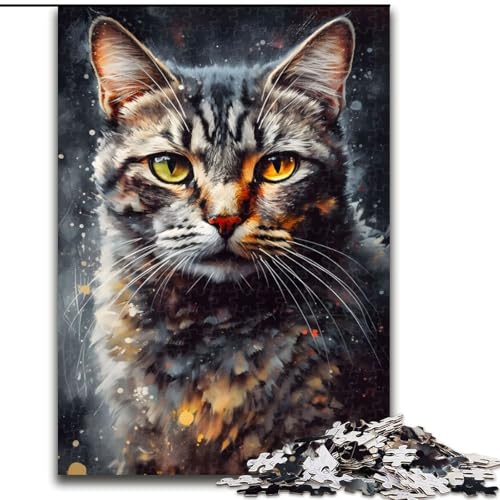 Puzzle für Erwachsene, 1000 Puzzles mit Katzen-Ölgemälde-Porträts, aus Pappe, perfekt für Heimdekoration, Geburtstage, Feiertage und Geschenke, 1000 Teile(26x38cm) von XHAXING