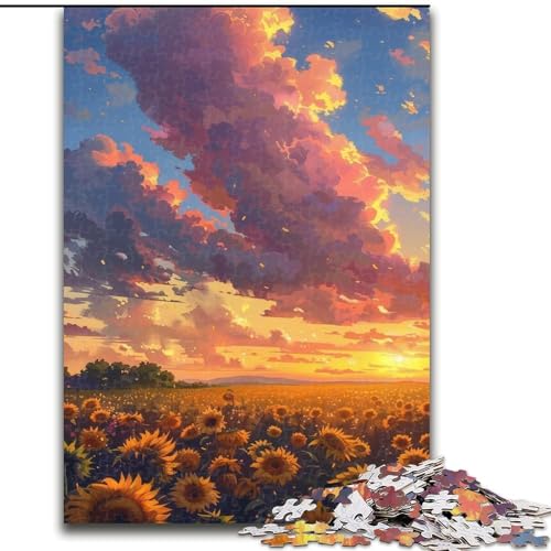 Puzzle für Erwachsene, 1000 Sonnenblumenmeer-Puzzles aus Pappe, Eltern, Partner, Freunde – ab 14 Jahren, 1000 Teile(26x38cm) von XHAXING